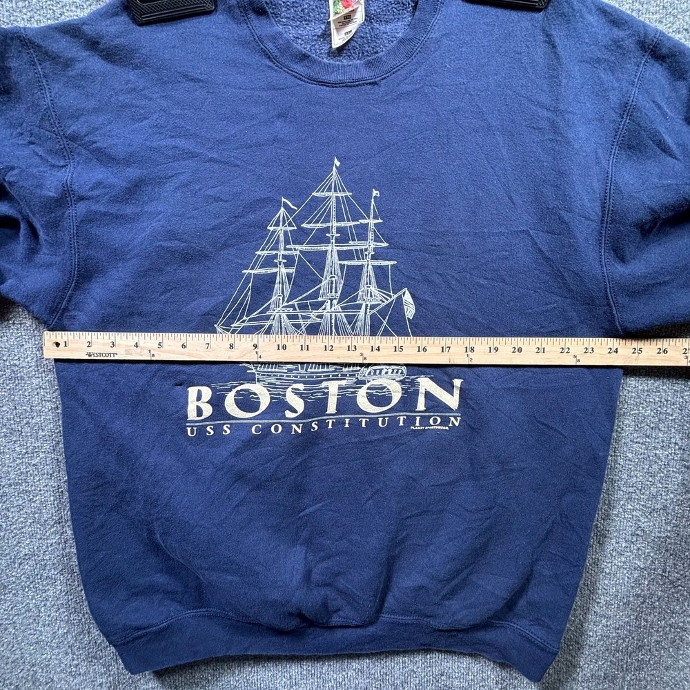 Vintage Fruit of the Loom Sweatshirt Mens 2XL Navy Boston USS Constitution 90s - Picture 4 of 10